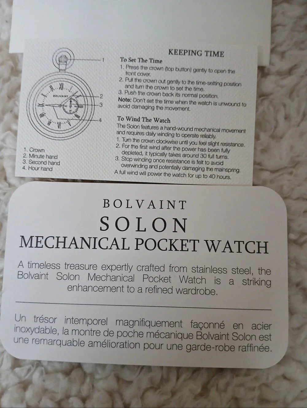 Bolvaint Paris Solon Mechanical Pocket Watch - Rose NIB